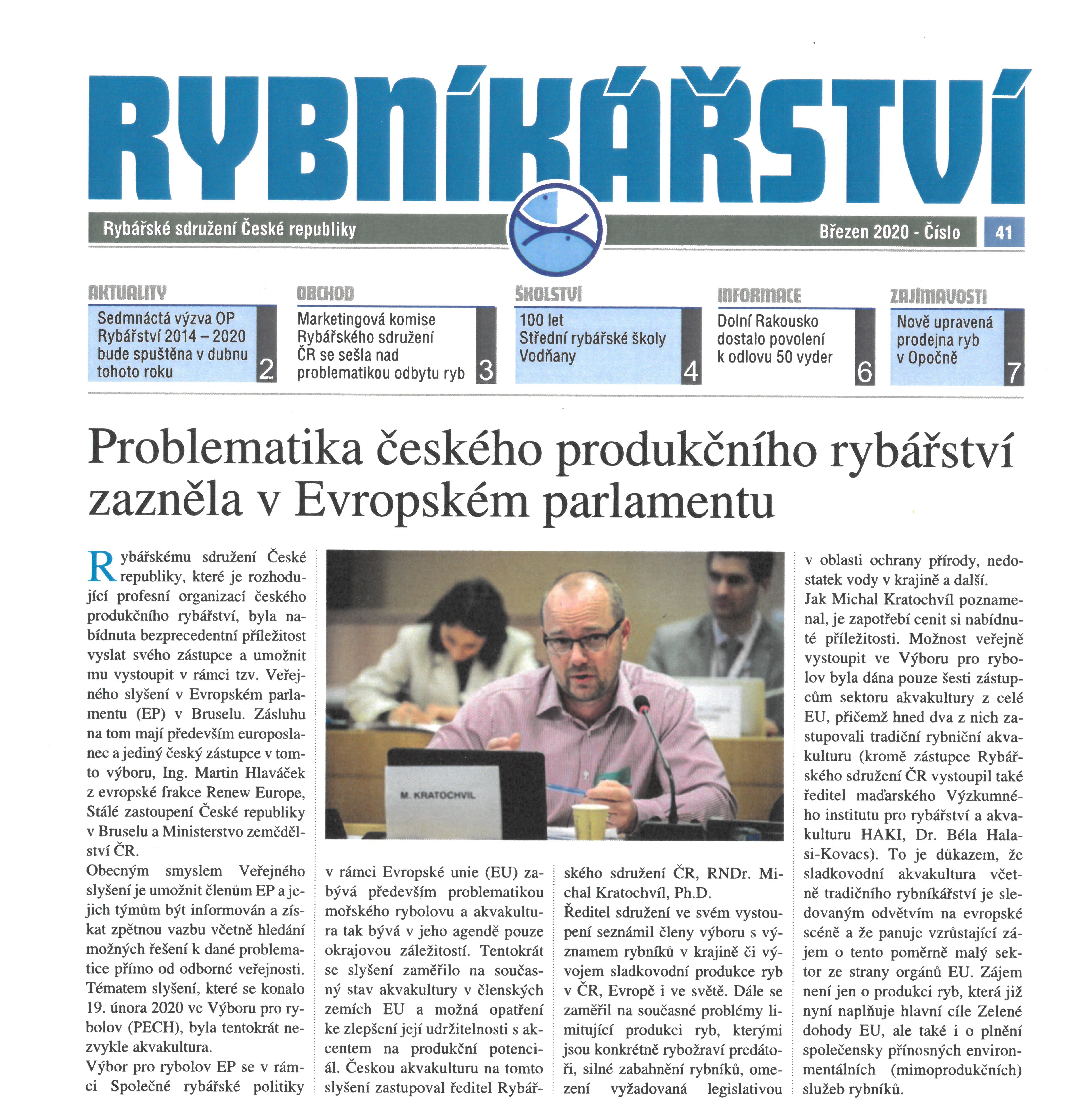 41. číslo Rybníkářství - březen 2020